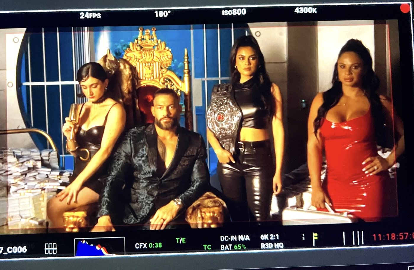 Roman Reigns on the set of The Pickup, with the Southern Honor Championship